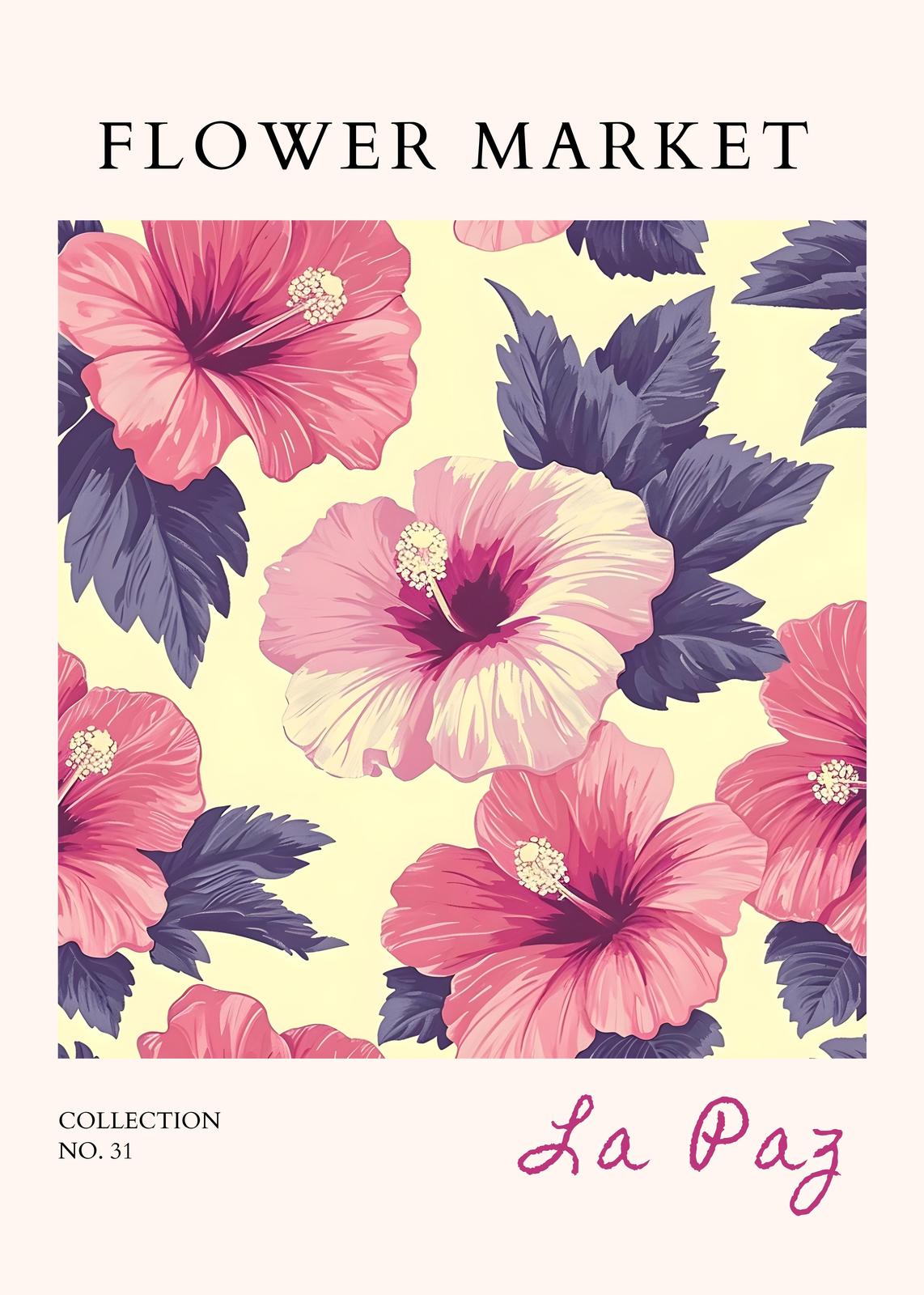Tropical Hibiscus Flower Market Wall Art