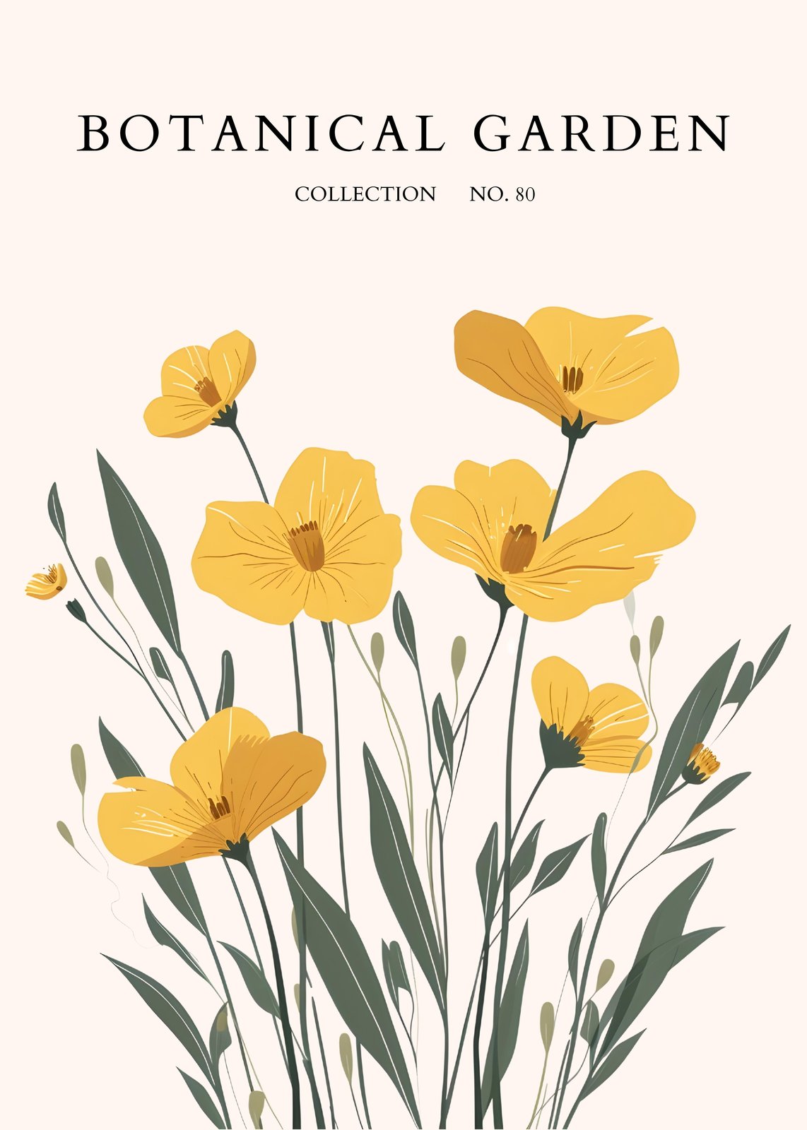 Golden Floral Botanical Garden Wall Art