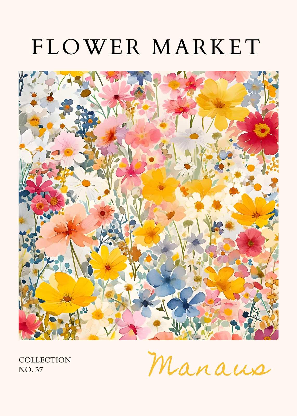 Vibrant Floral Market Watercolor Wall Art