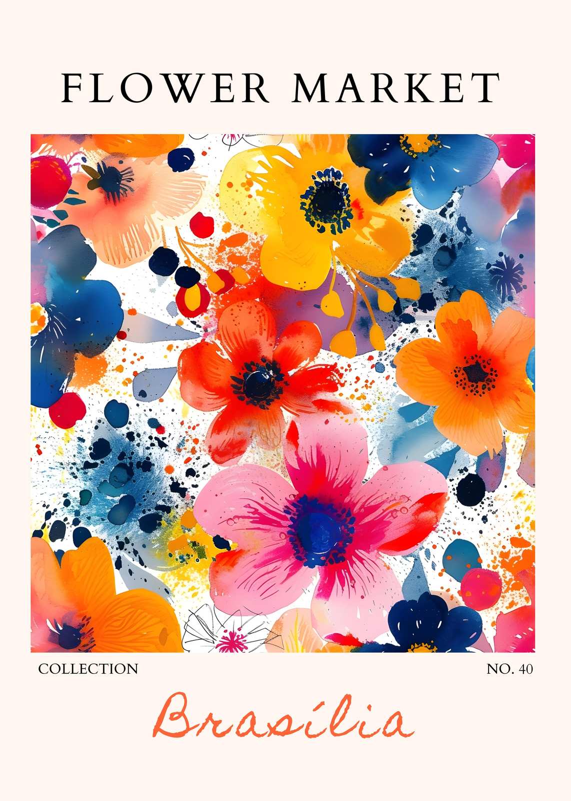 Vibrant Floral Market "Brasilia" Wall Art