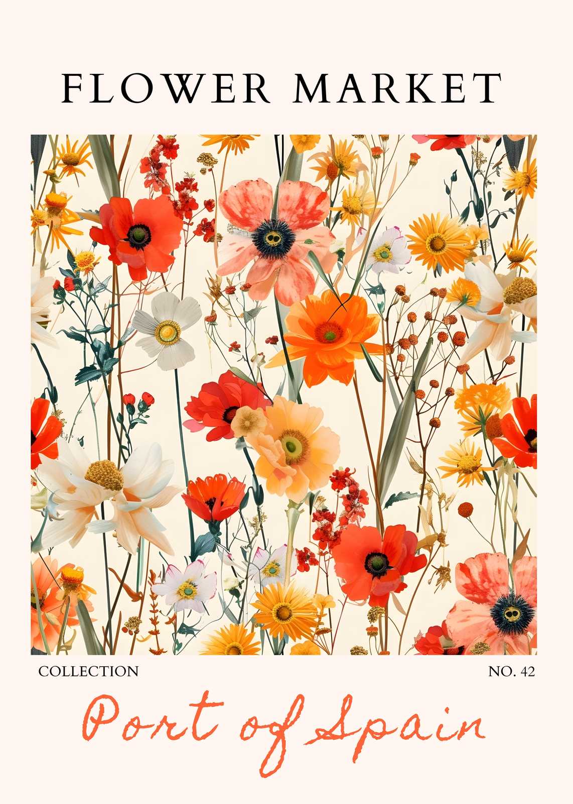 Vibrant Floral Meadow Wall Art - Port of Spain