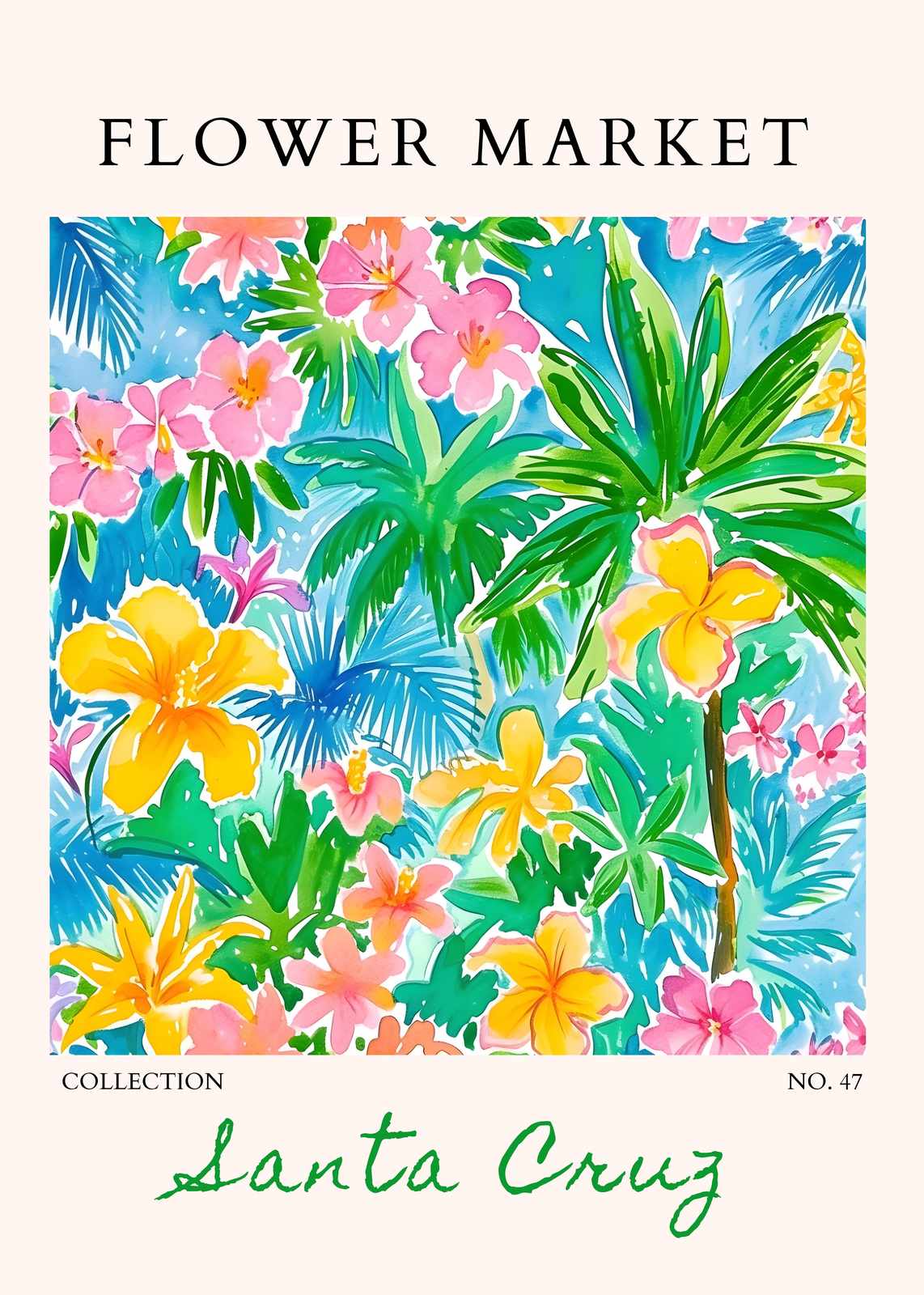 Vibrant Floral & Palm Trees Wall Art