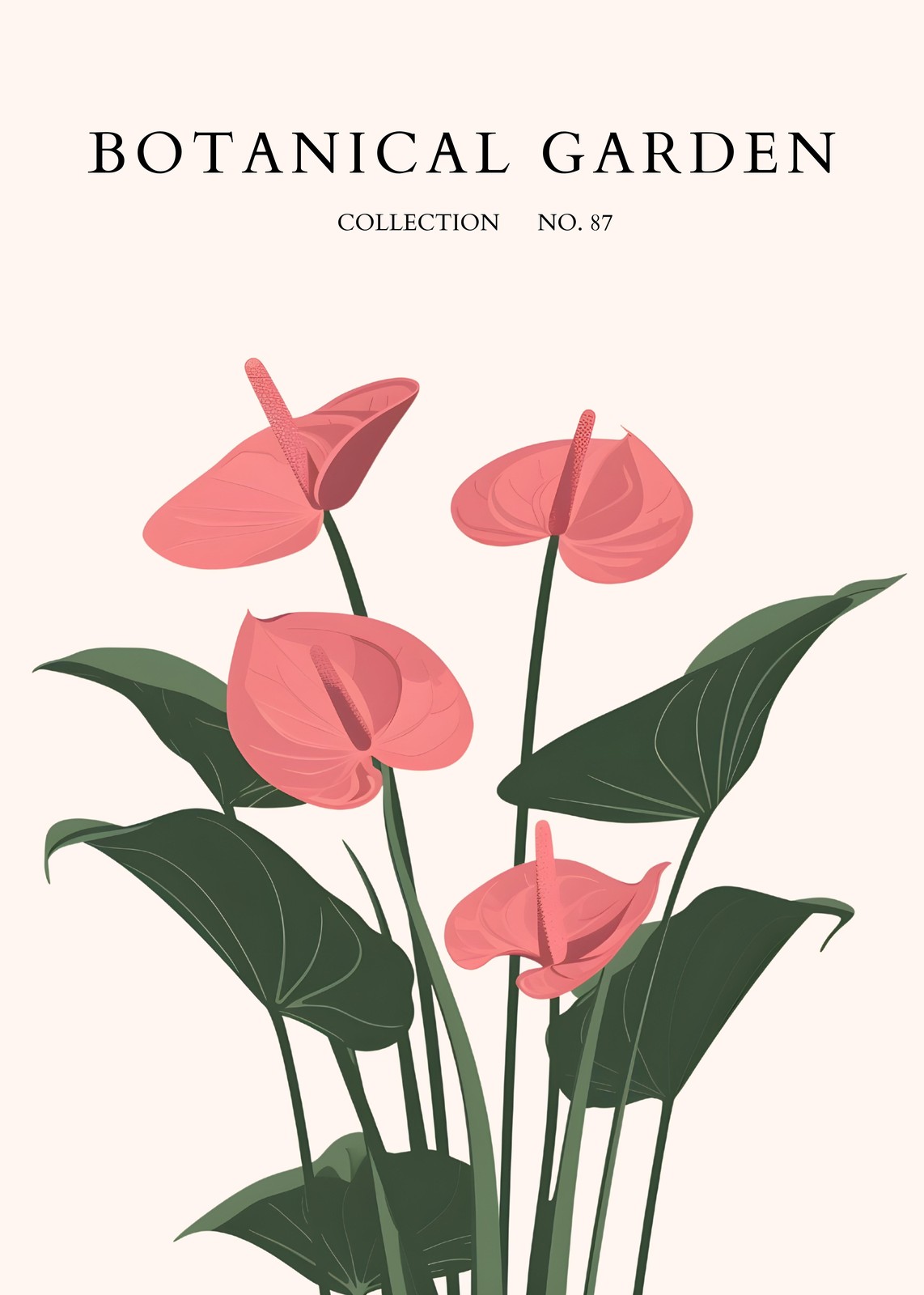 Elegant Pink Anthurium Botanical Garden Wall Art