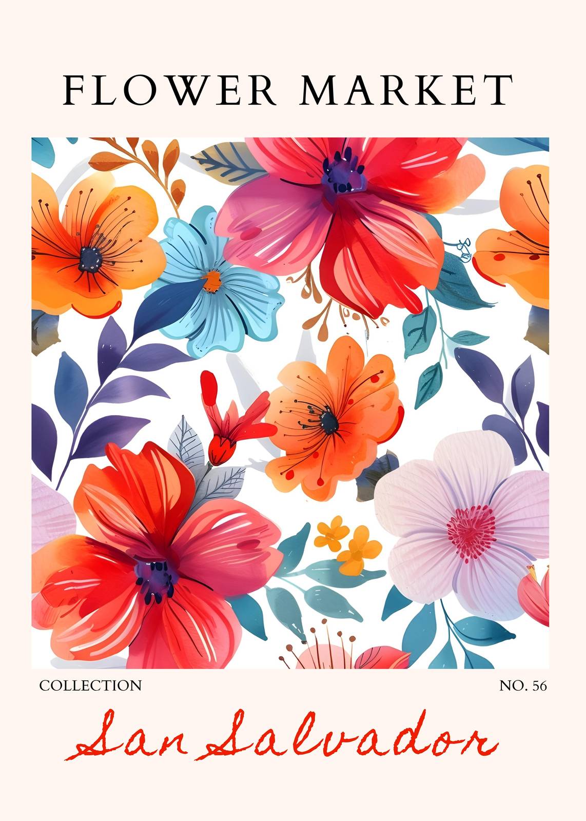 Vibrant Floral Market San Salvador Wall Art