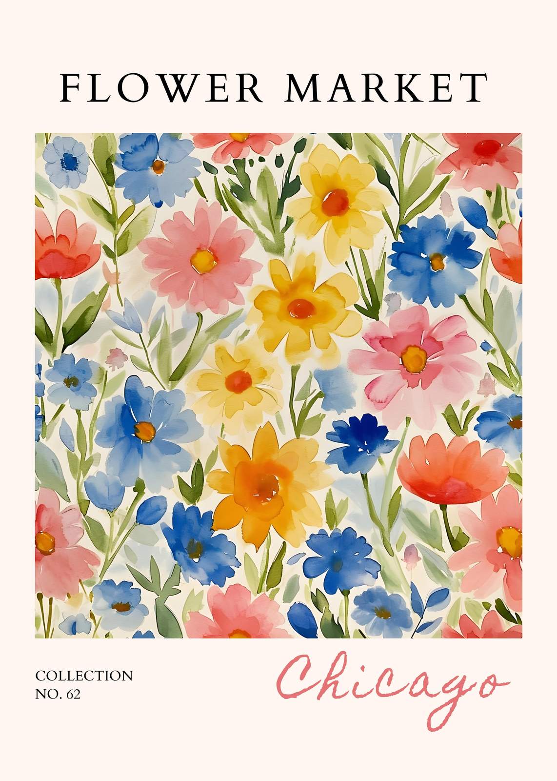 Vibrant Floral Market 'Chicago' Wall Art