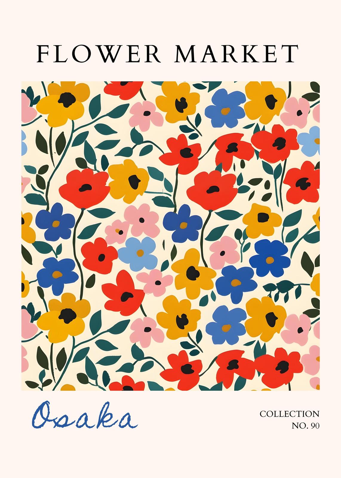 Vibrant Floral Osaka Flower Market Wall Art
