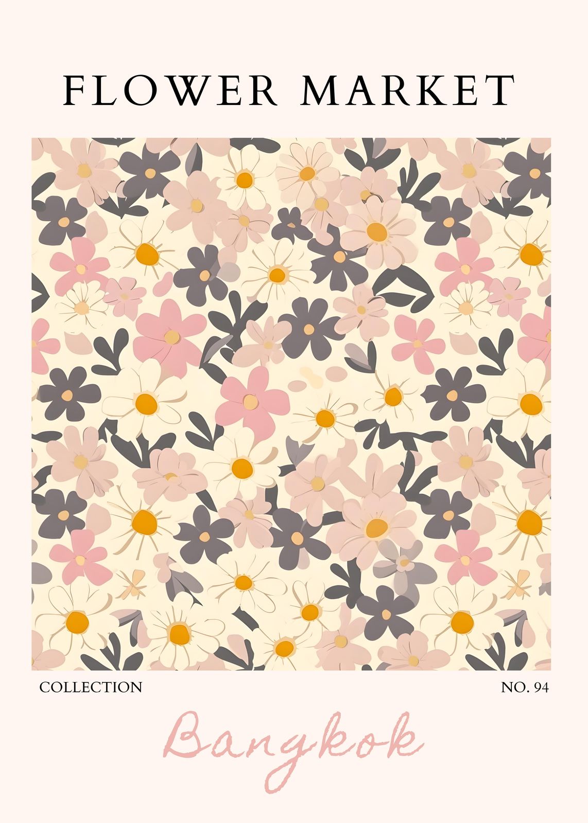 Retro Floral Market Bangkok Wall Art