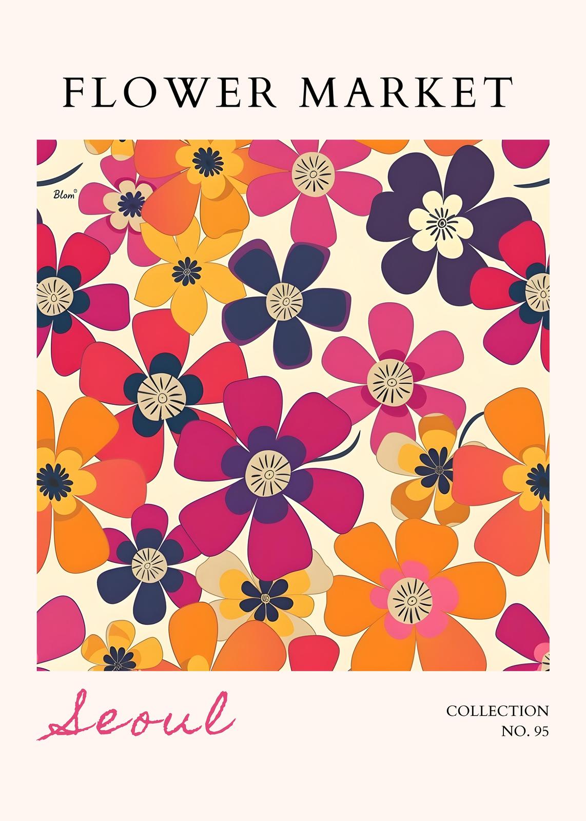 Retro Floral Seoul Flower Market Wall Art