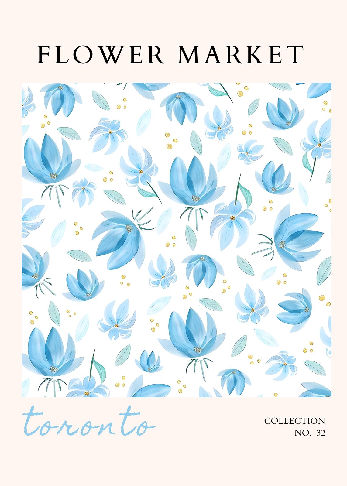 Blue Floral Market Toronto Wall Art