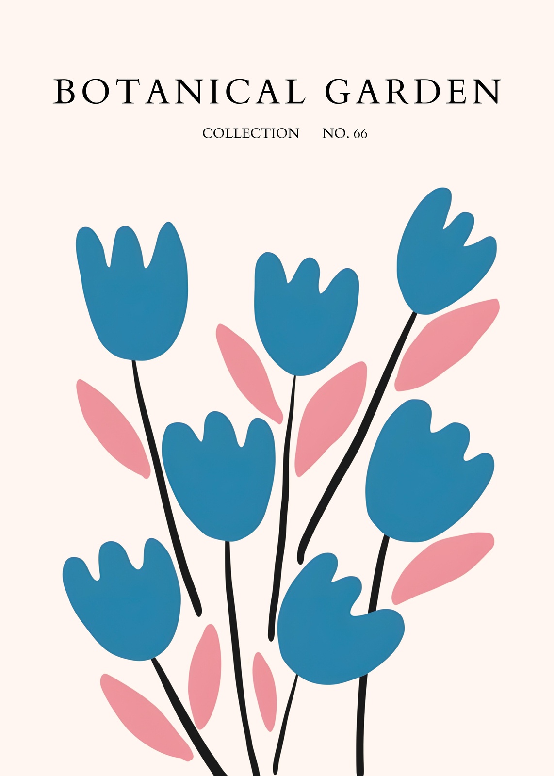 Abstract Blue Floral Botanical Garden Wall Art