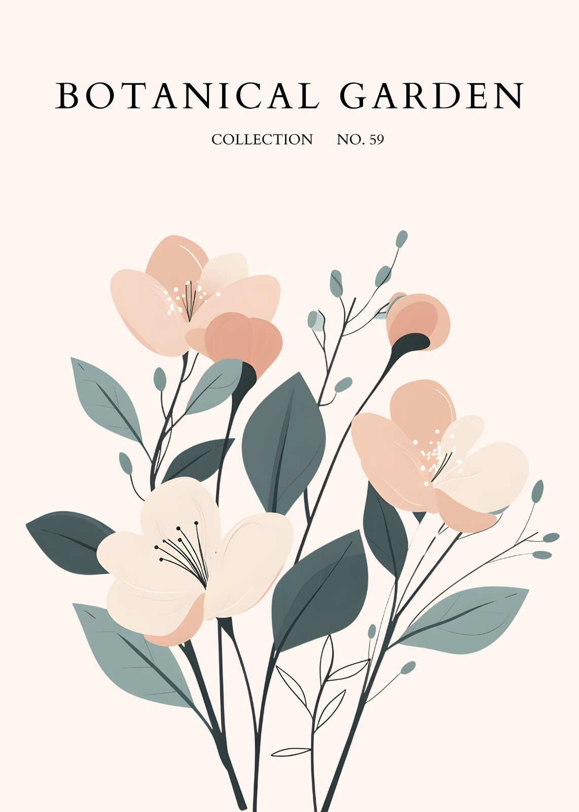 Soft Botanical Garden Blooms Wall Art