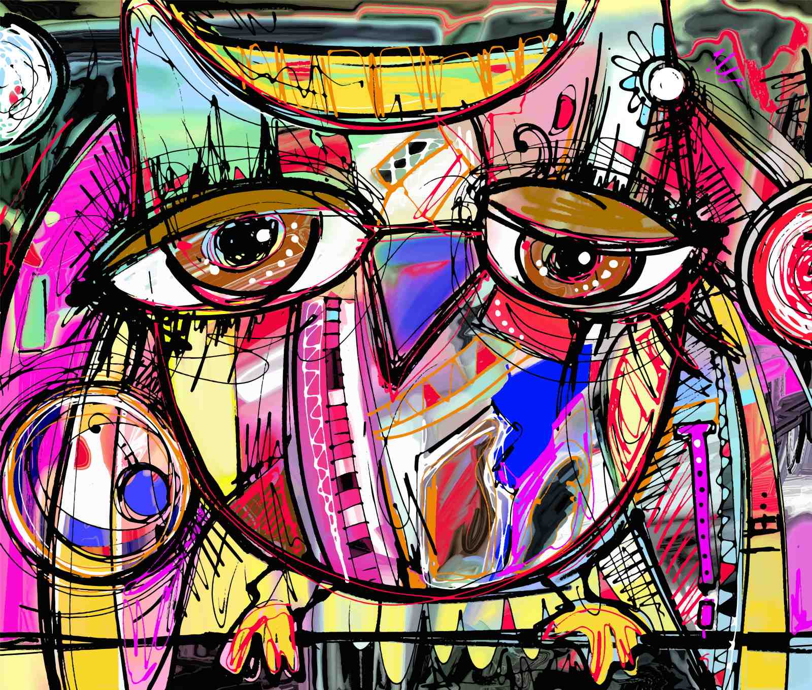 Vibrant Abstract Owl Pop Art Wall Art