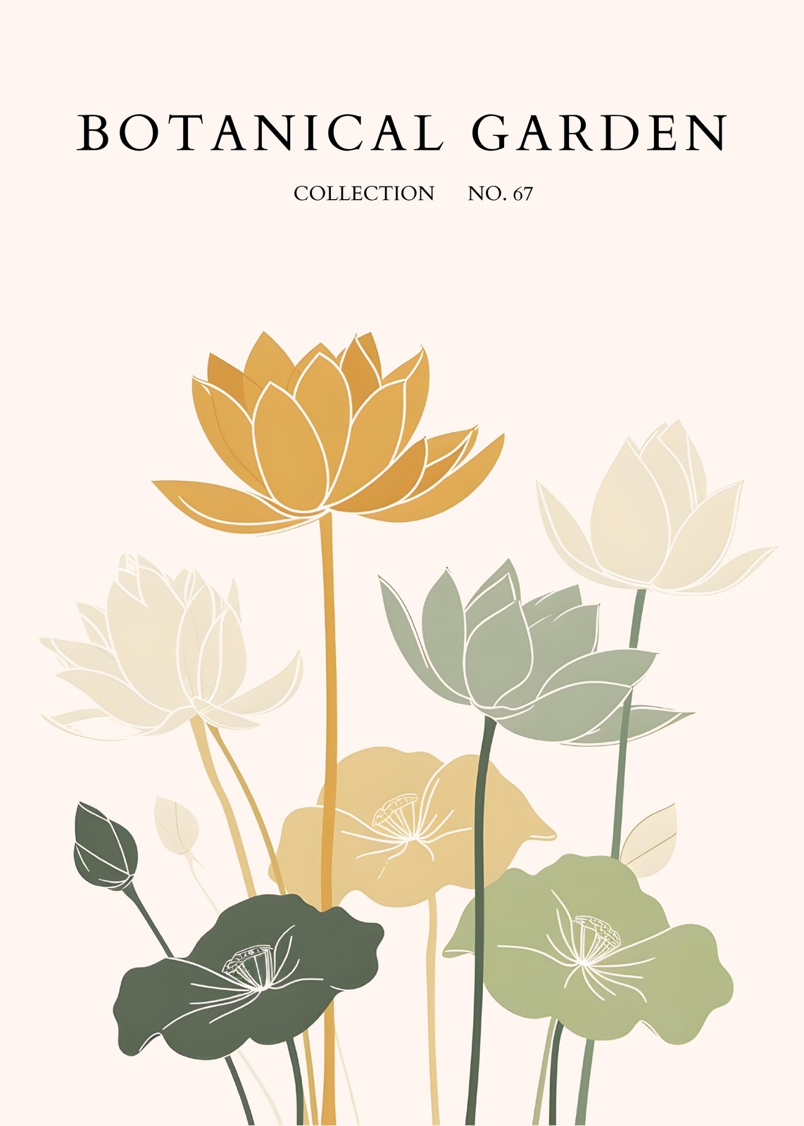 Modern Botanical Lotus Wall Art Wall Art