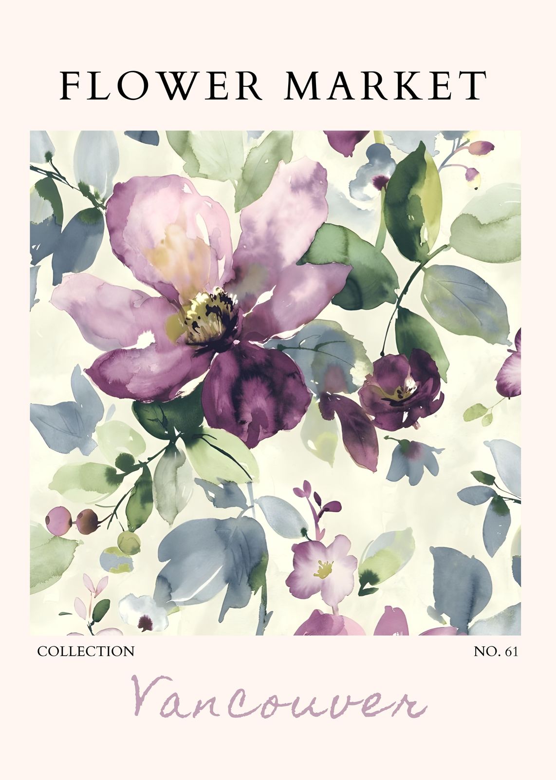 Elegant Floral Watercolor Vancouver Wall Art