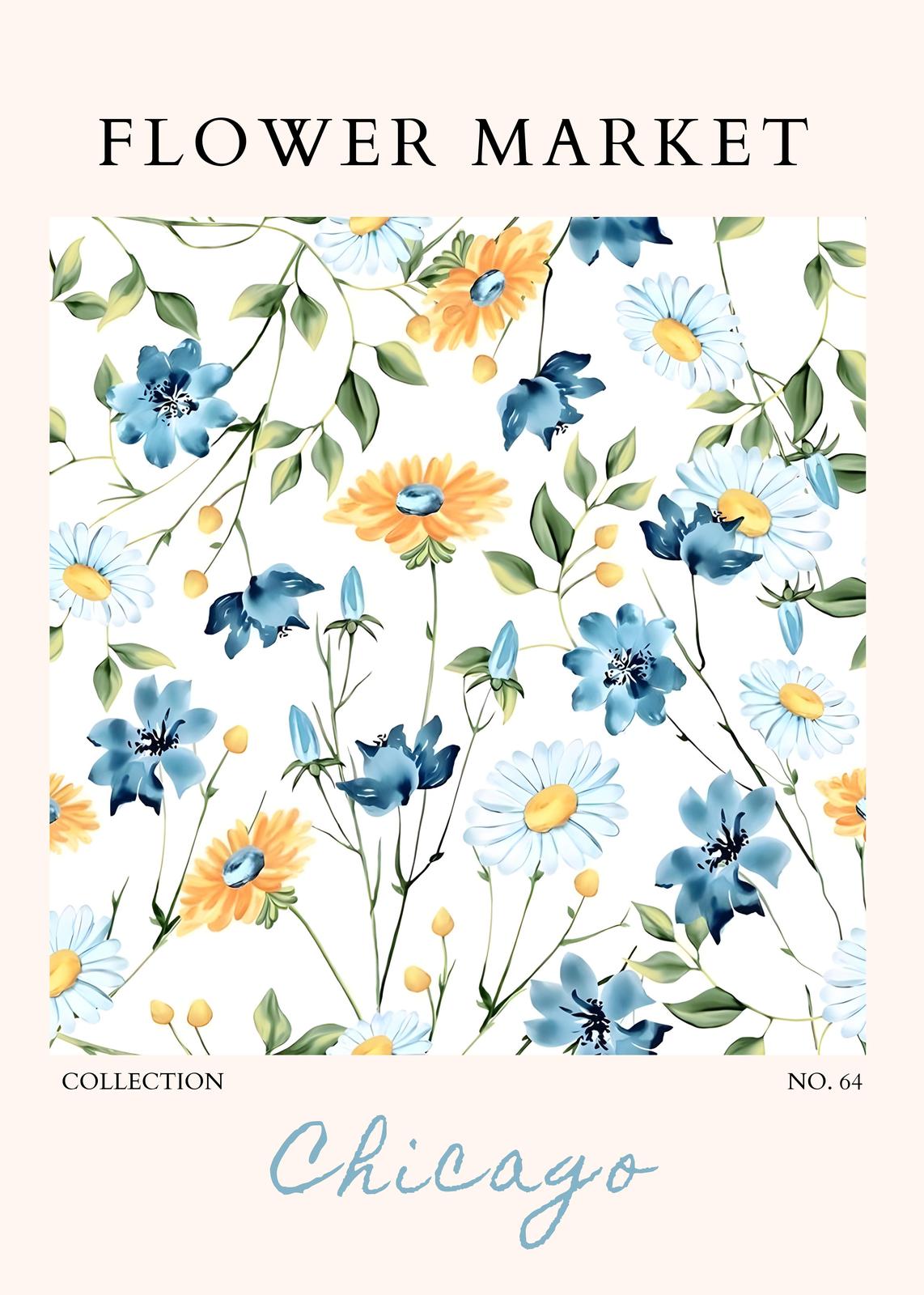 Vintage Floral "Chicago" Wall Art