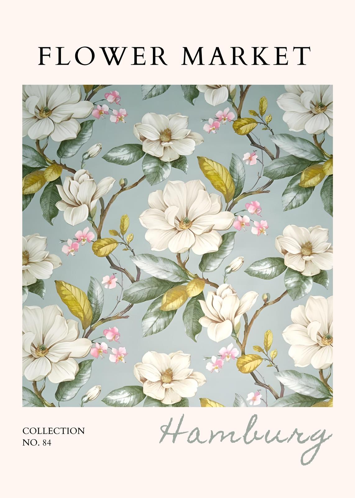 Magnolia Flower Market Wall Art - Botanical Art