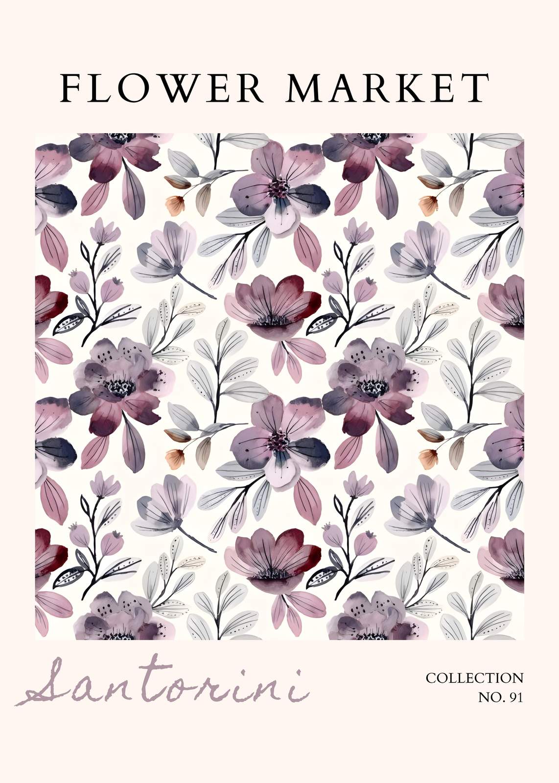 Vintage Floral Santorini Collection Wall Art Wall Art