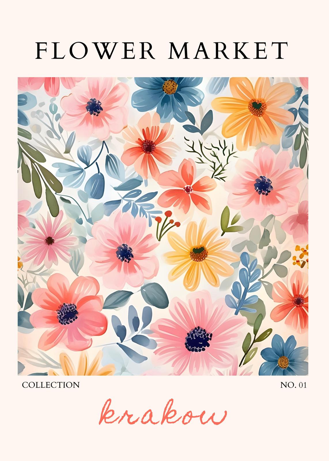 Vibrant Watercolor Floral Market Wall Art