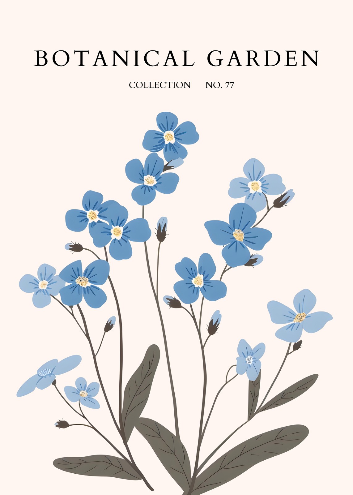 Serene Blue Forget-Me-Nots Botanical Wall Art