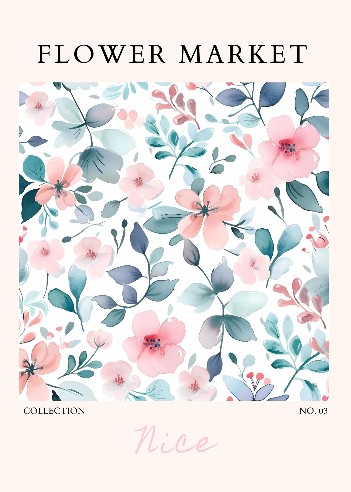 Soft Floral Watercolor "Flower Market" Wall Art
