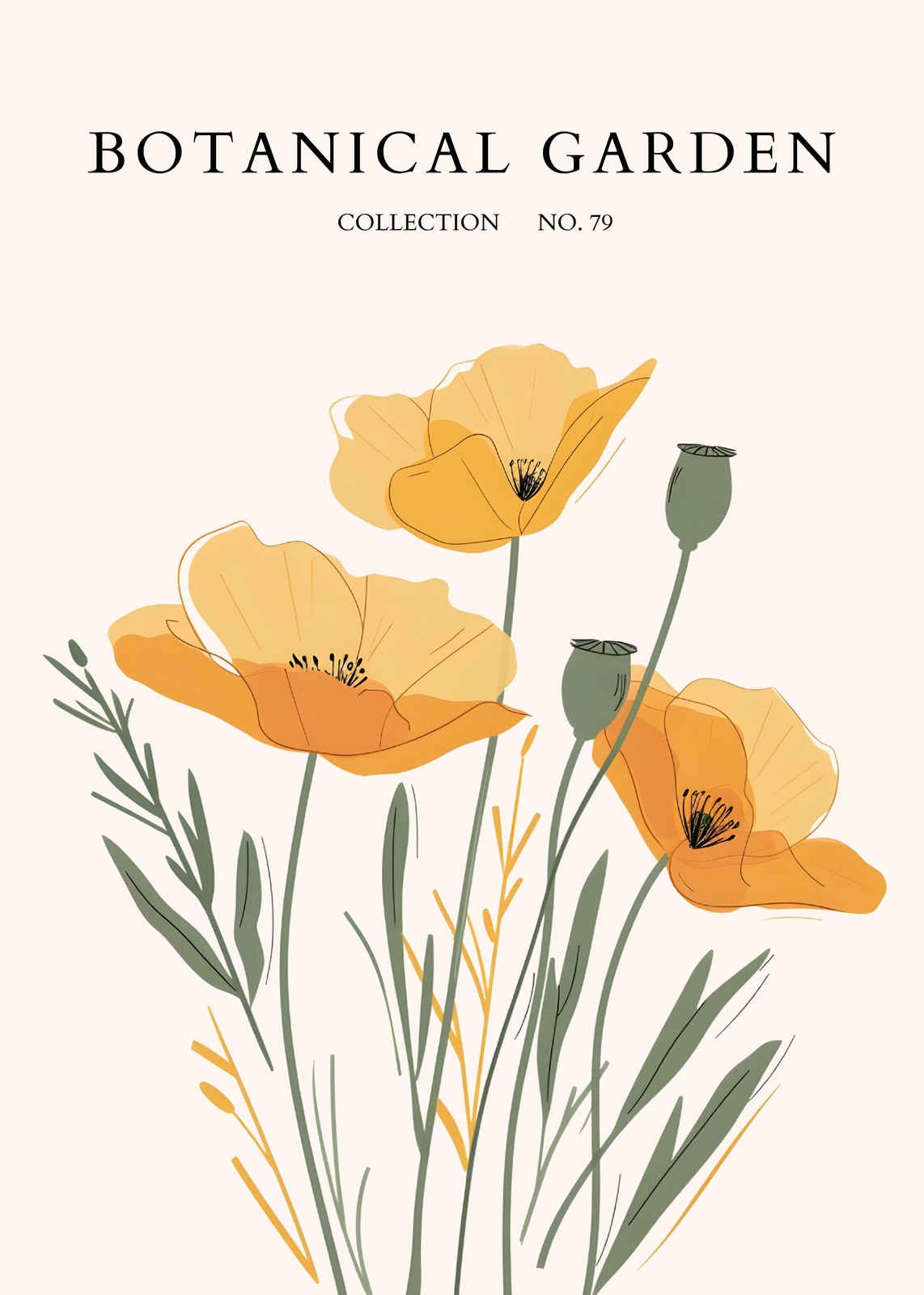 Golden Poppy Botanical Garden Wall Art