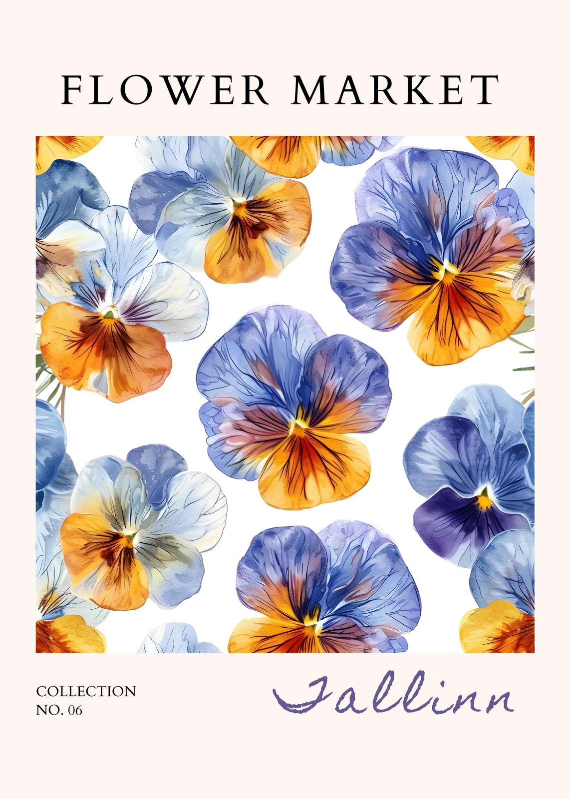 Vibrant Pansy Floral "Flower Market" Wall Art