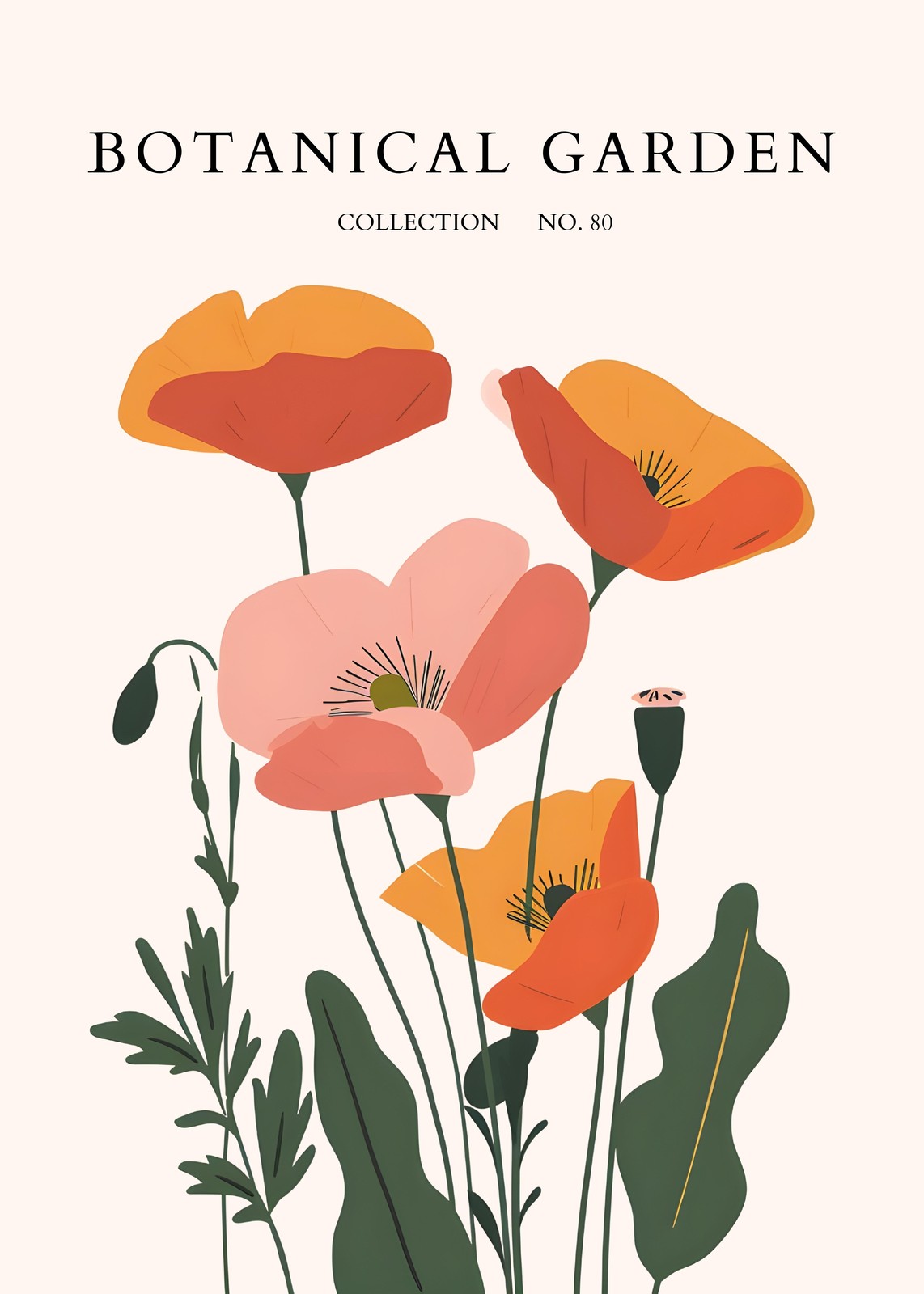 Modern Poppy Floral Wall Art
