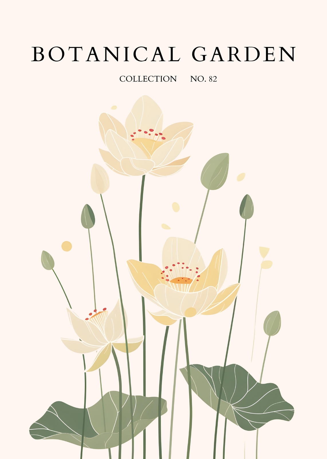 Serene Yellow Lotus Botanical Garden Wall Art