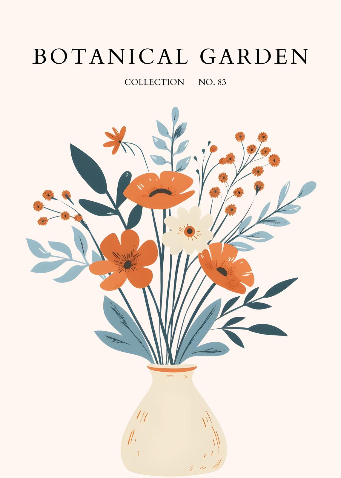 Orange Floral Botanical Garden Wall Art