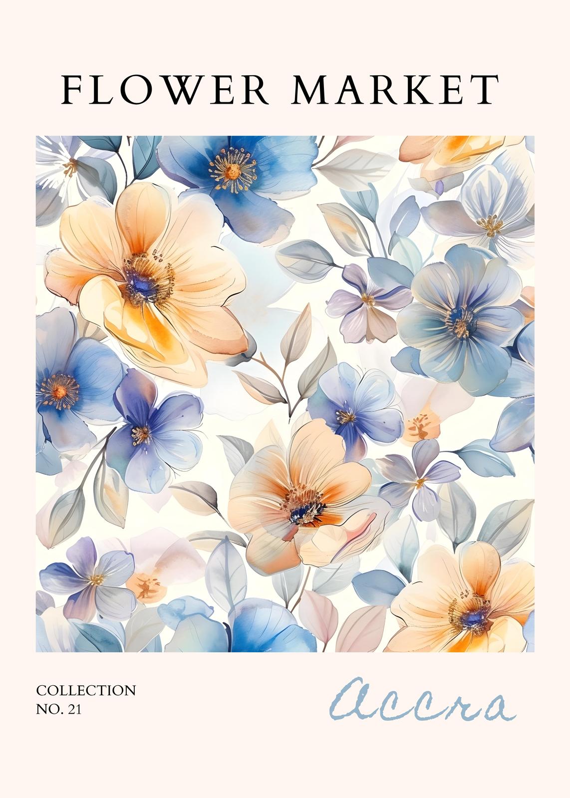 Serene Floral Market Watercolor Wall Art