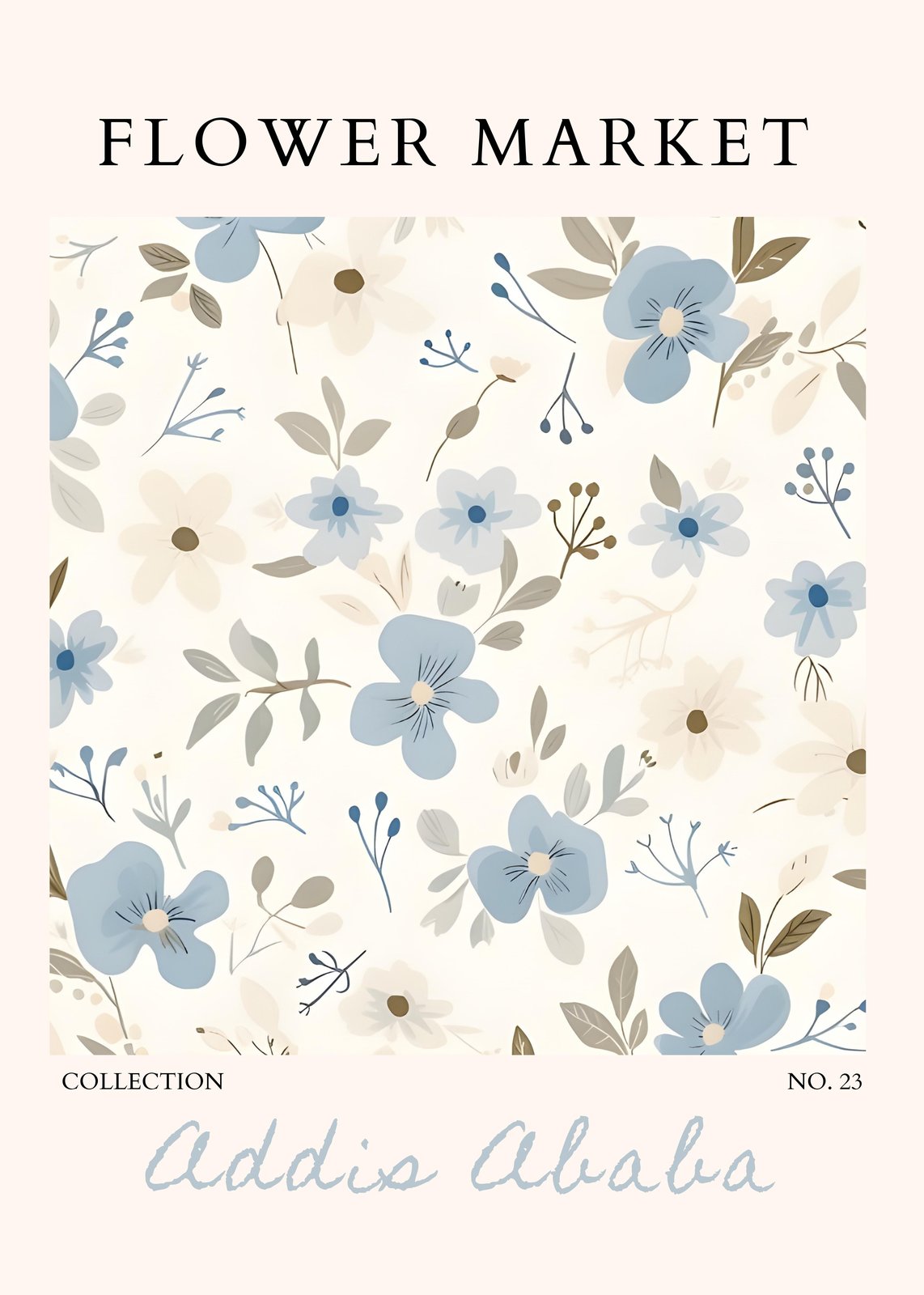 Floral Tranquility Blue Flower Market Wall Art