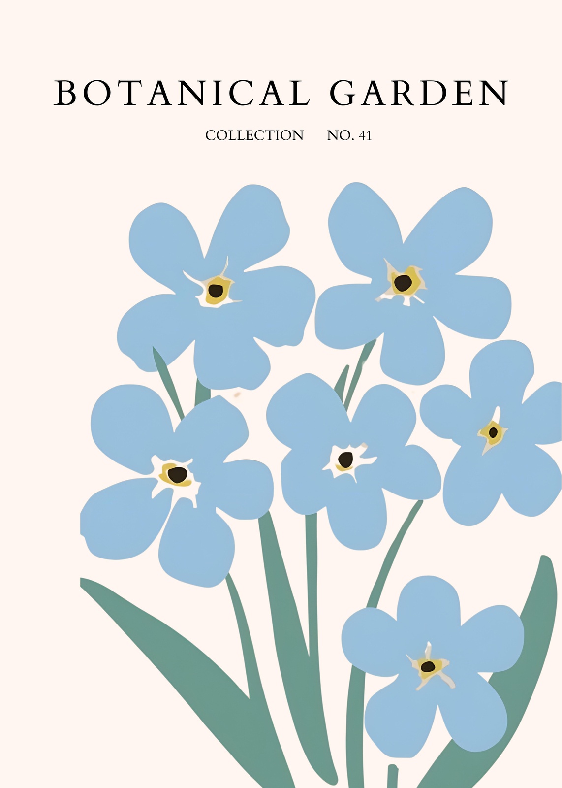 Serene Blue Forget-Me-Nots Botanical Wall Art