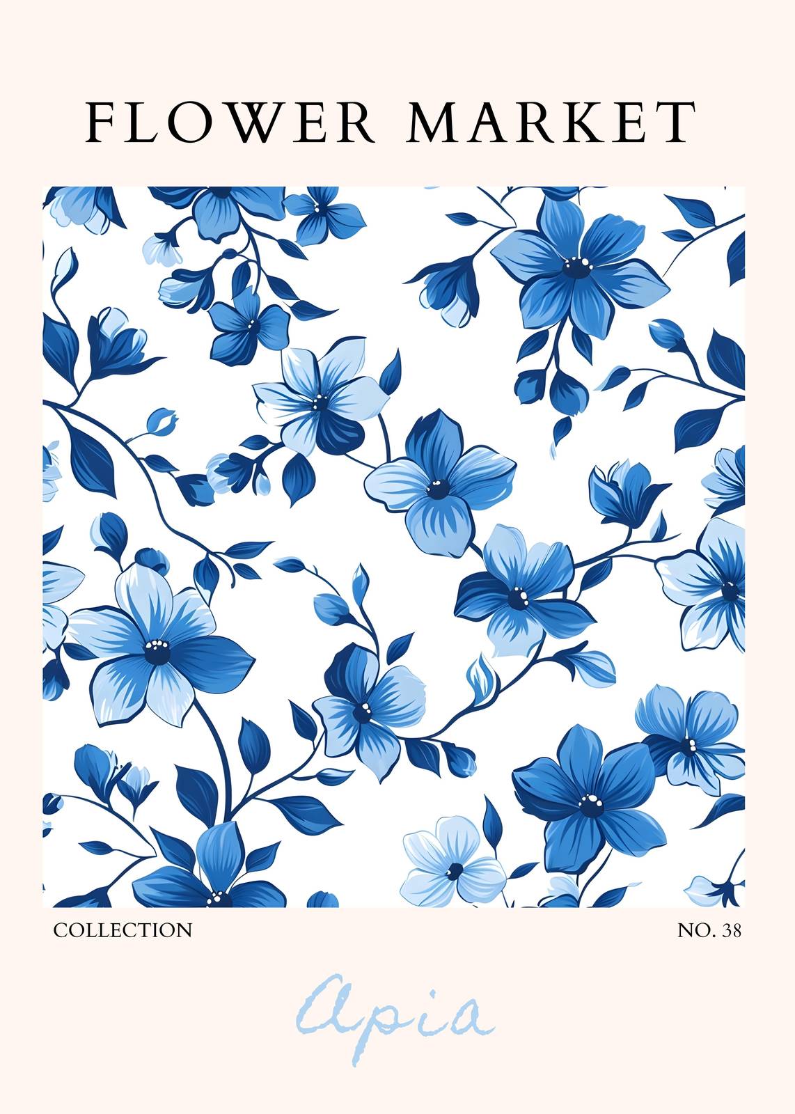 Blue Floral Botanical Wall Art