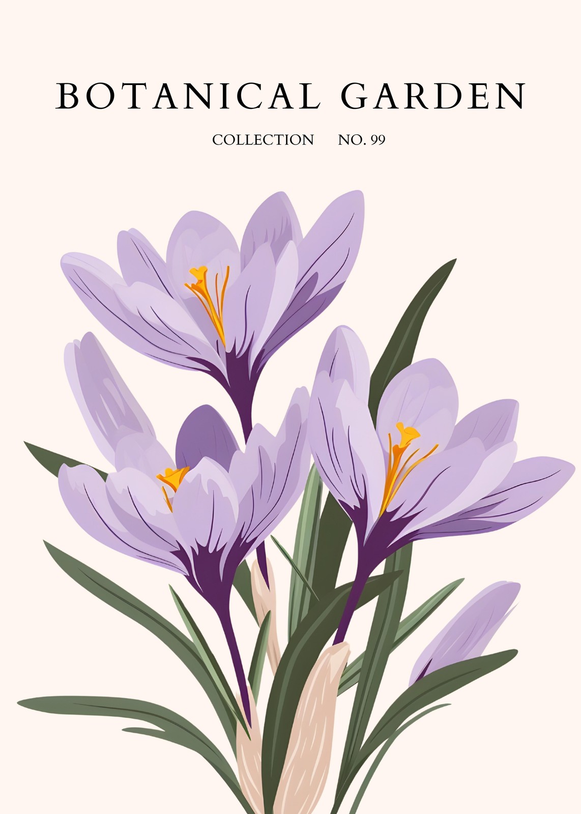 Elegant Purple Crocus Botanical Garden Wall Art