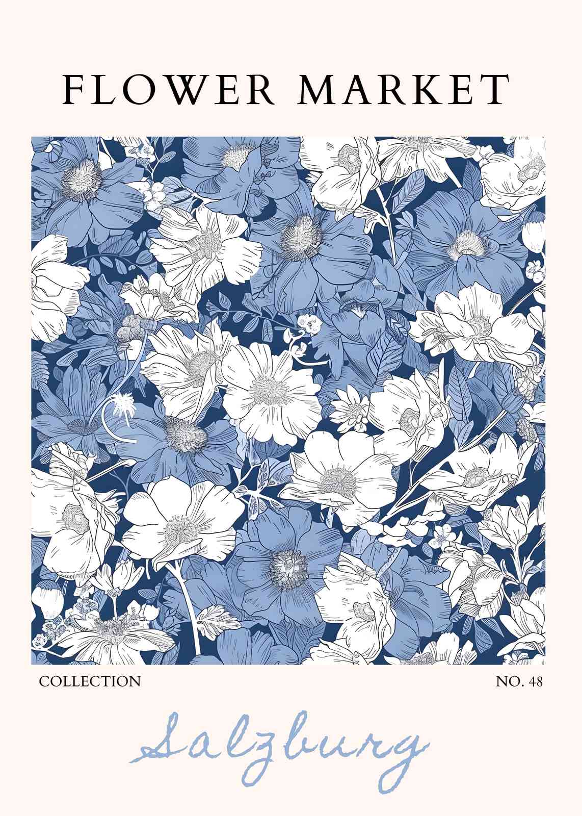 Blue Floral Market "Salzburg" Wall Art