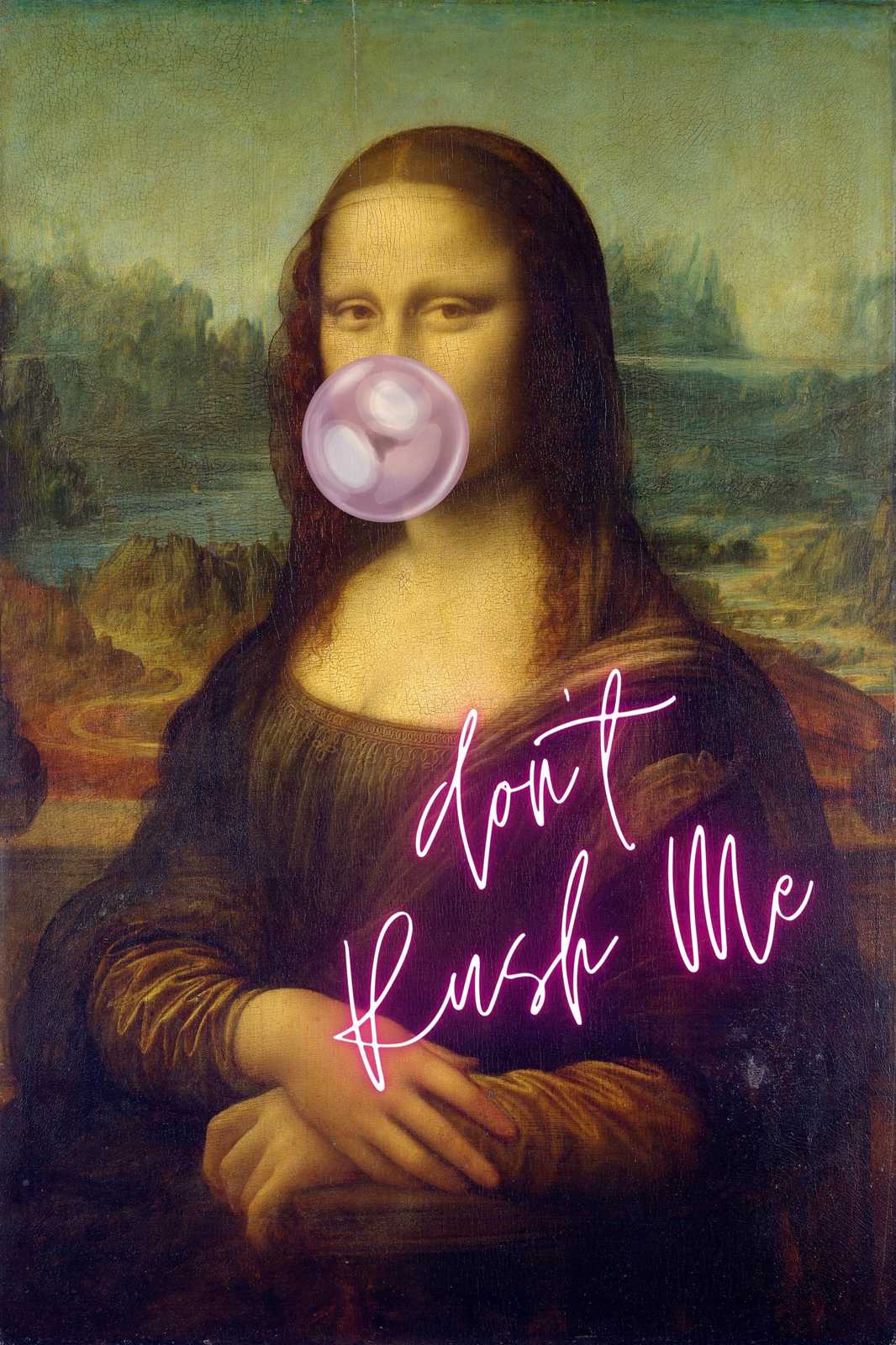 Mona Lisa Bubble Gum Neon Wall Art