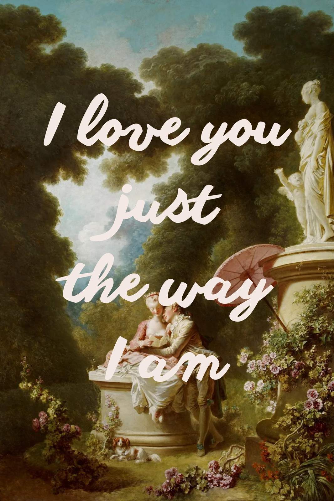 Romantic Garden Embrace "I Love You" Wall Art