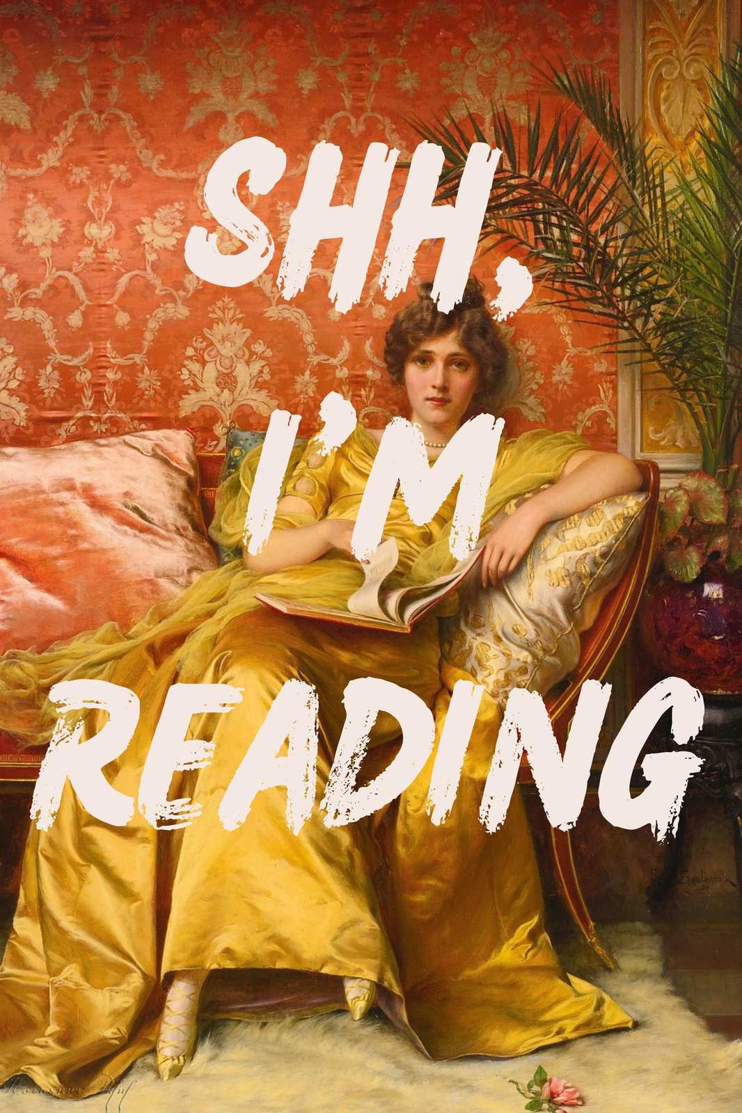 Elegant Reading Lady 'Shh, I'm Reading' Wall Art