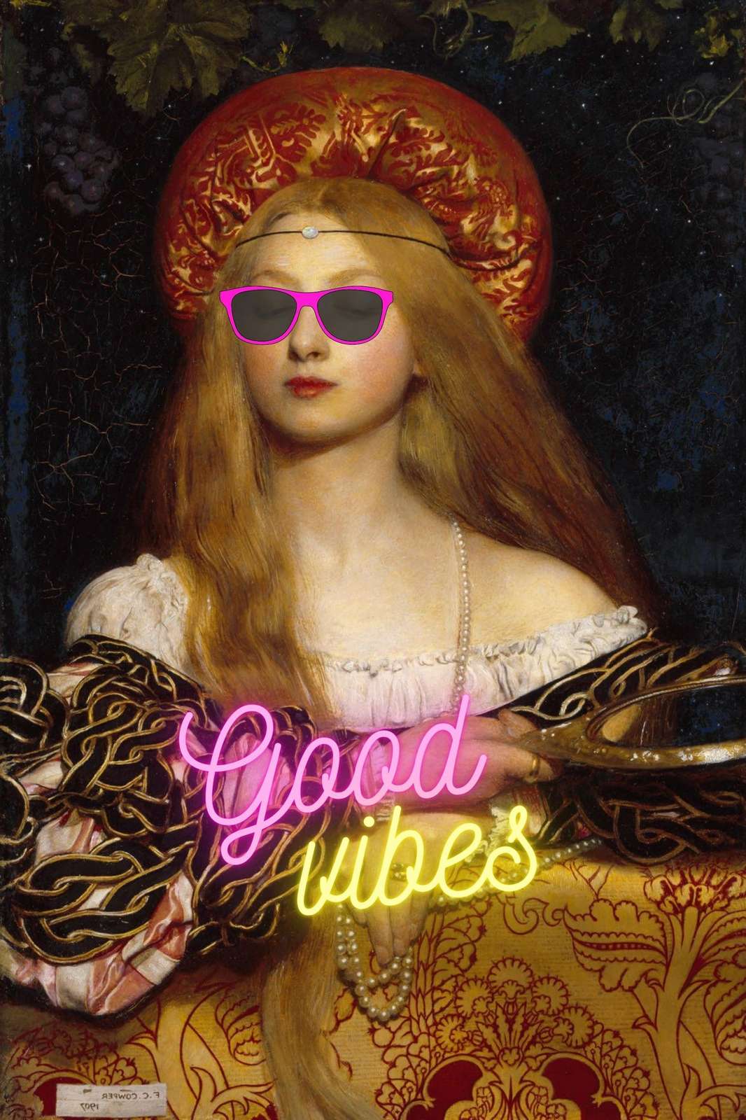 Retro 'Good Vibes' Portrait Wall Art