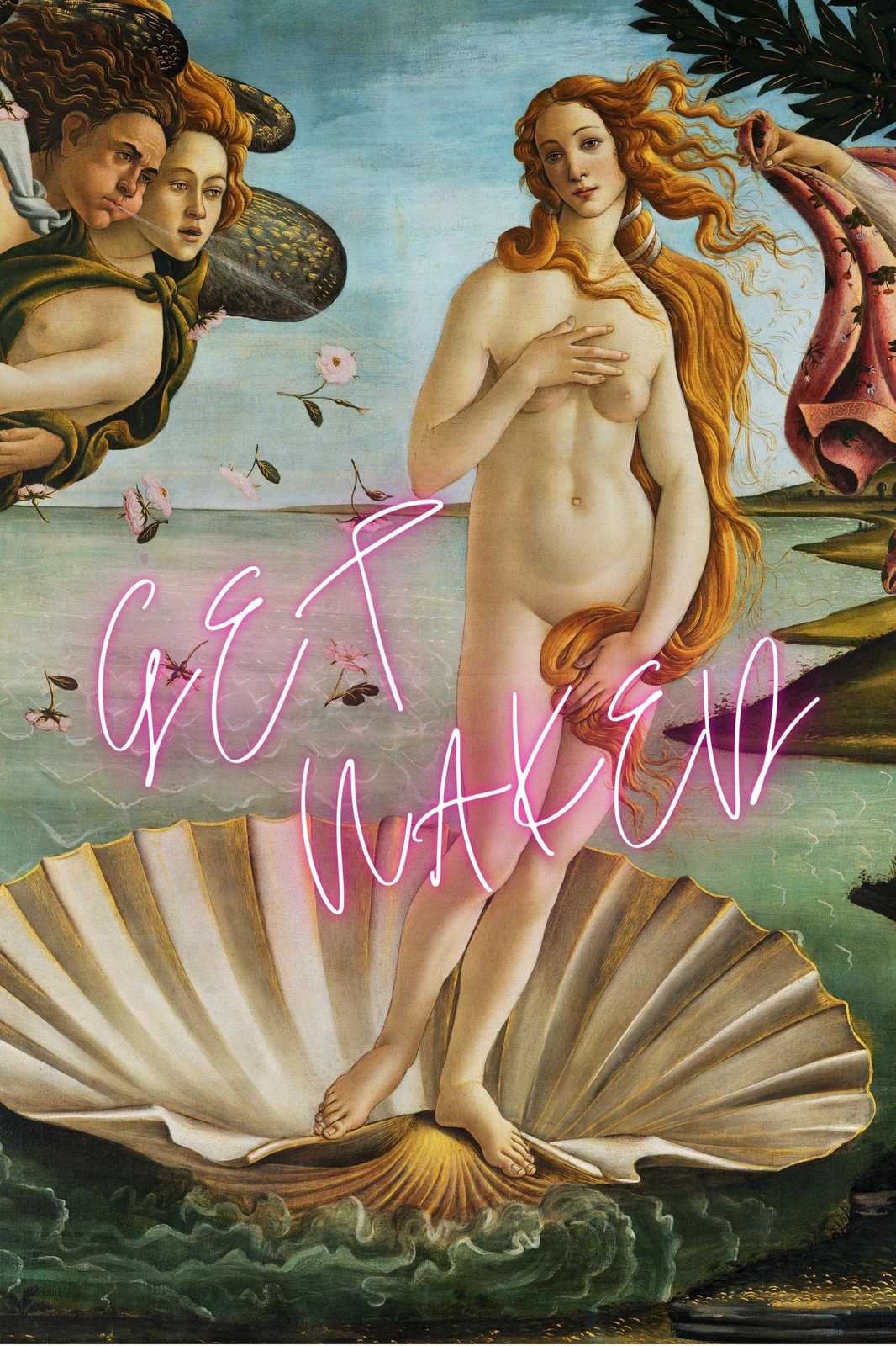 Renaissance Venus Neon "Get Woke" Wall Art