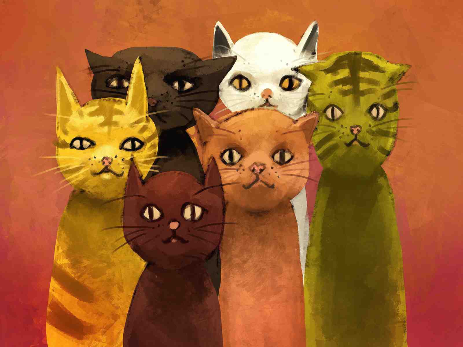 Whimsical Cat Crew Wall Art - Home Decor Art
