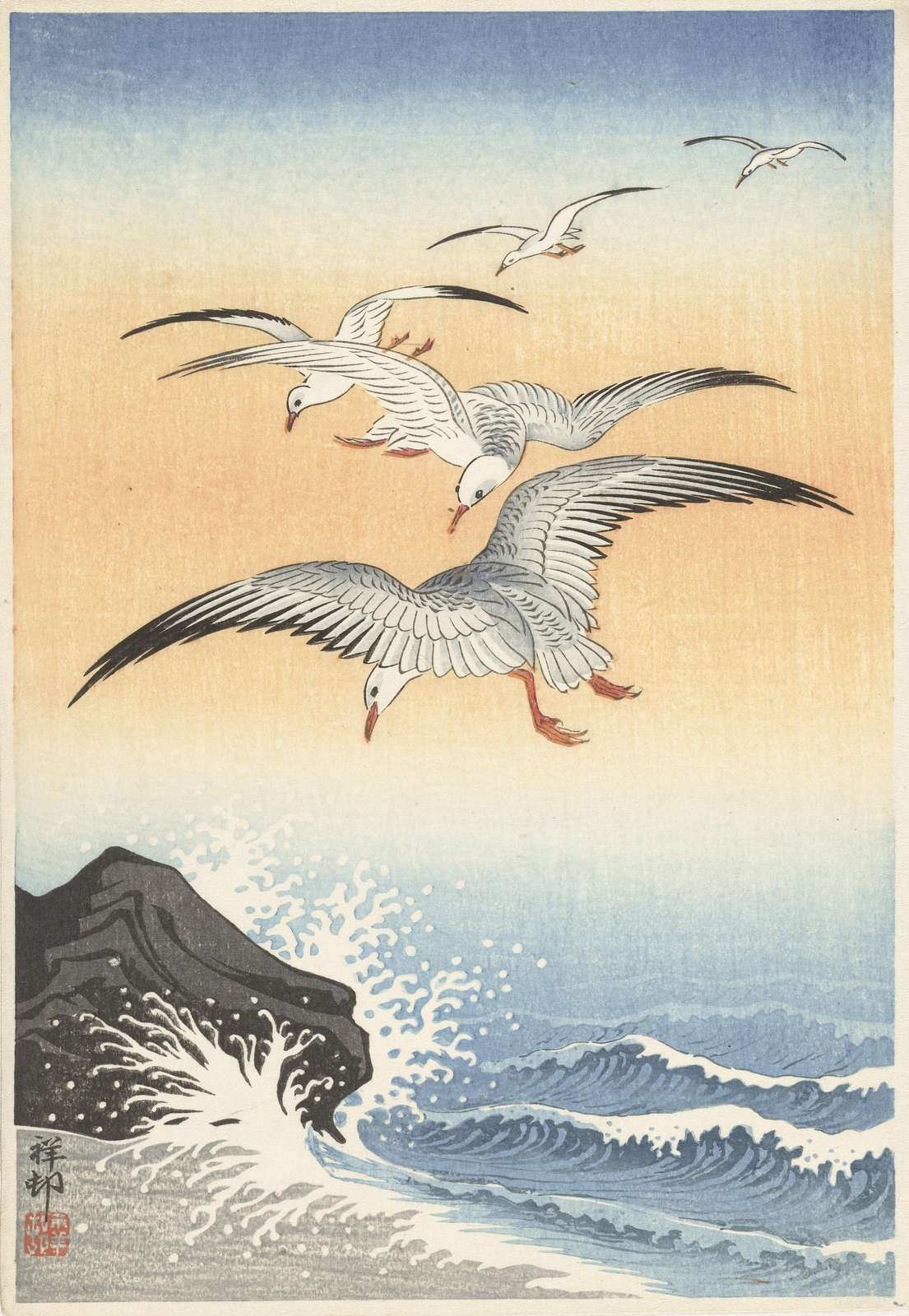 Seagulls Over Waves Wall Art