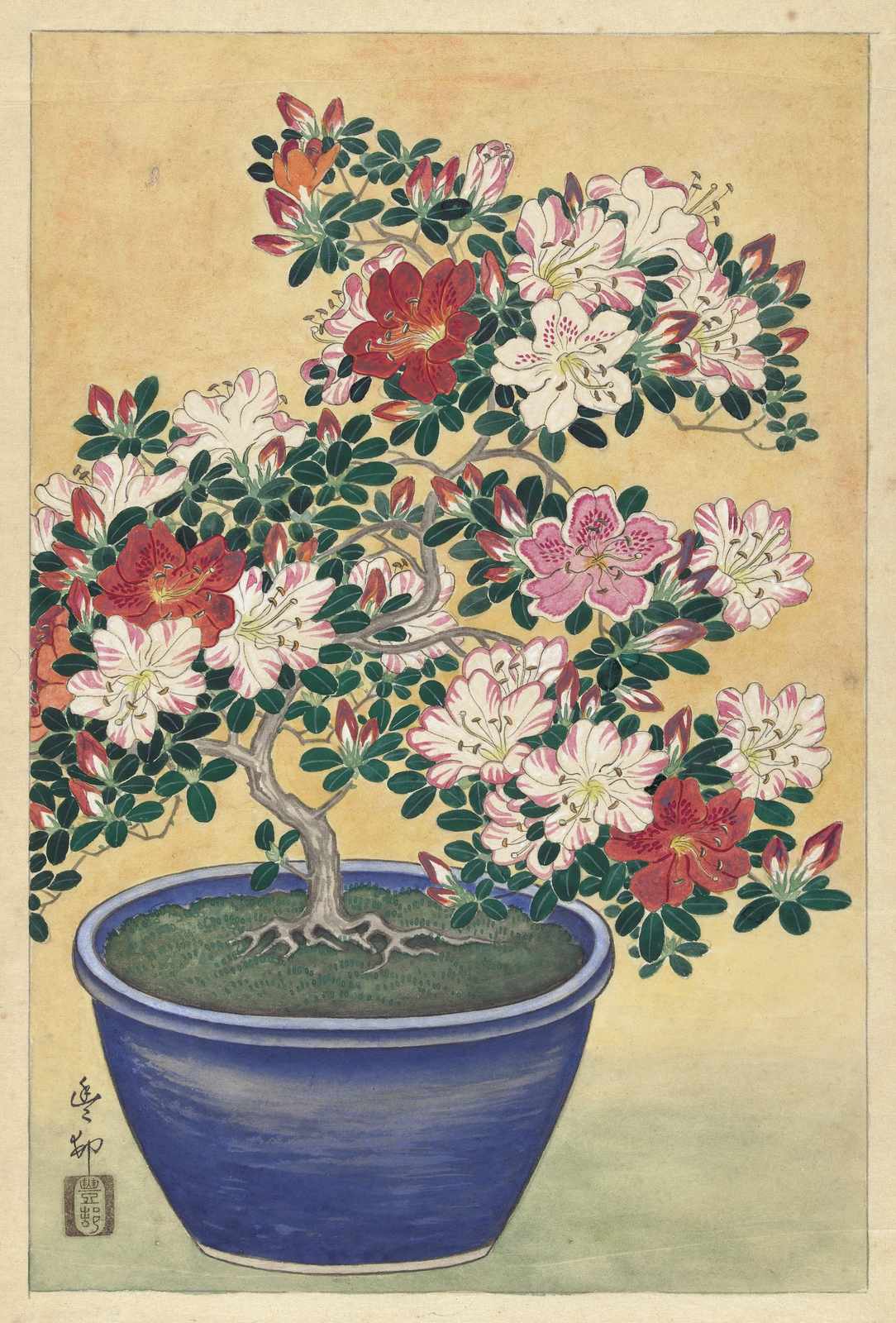 Vibrant Azalea Bonsai Art Wall Art