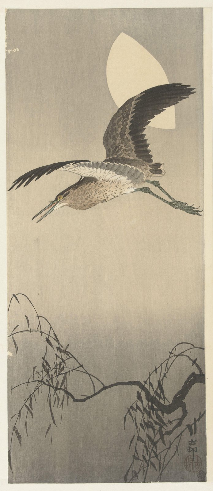 Serene Heron Flight Japanese Art Wall Art