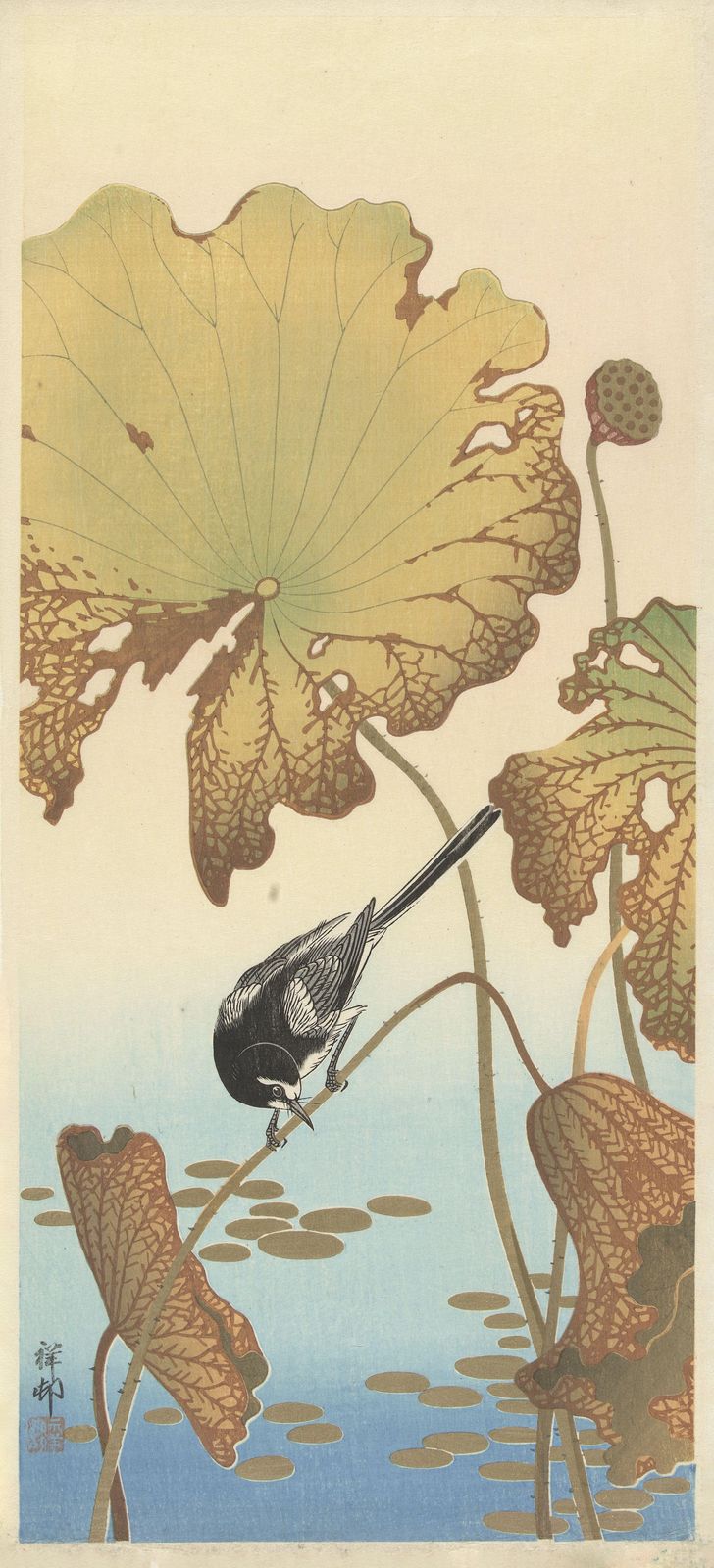 Zen Bird & Lotus Pond Wall Art