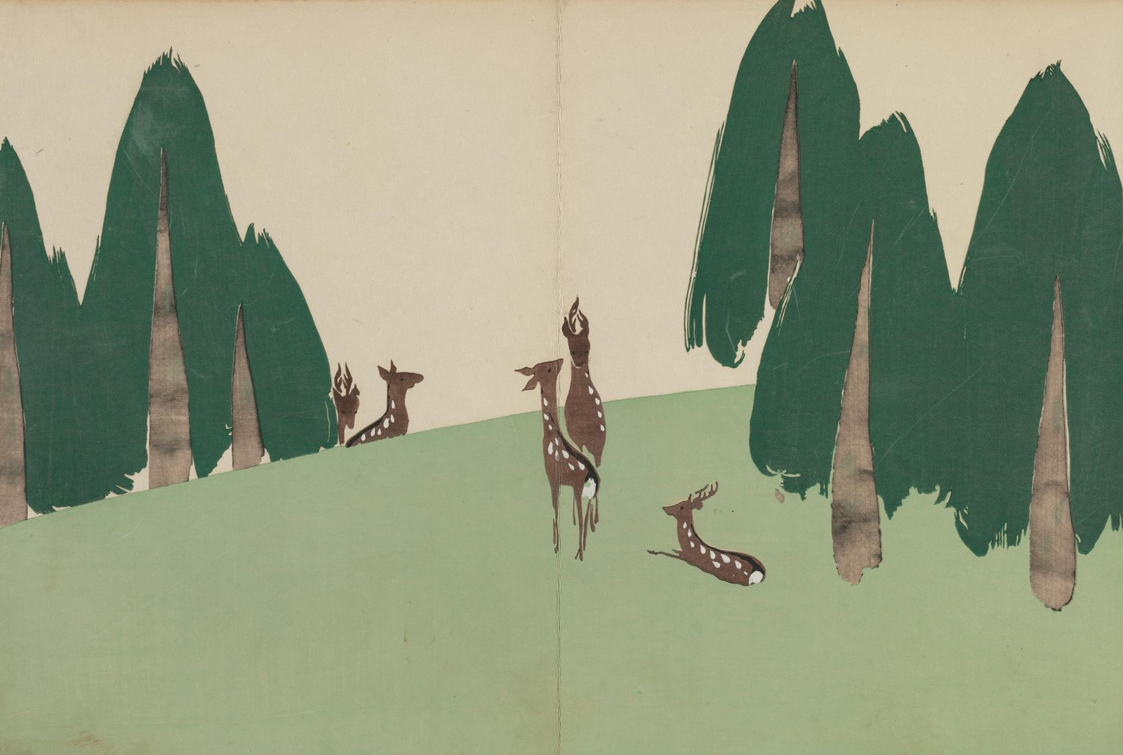 Serene Deer in Forest Minimalist Wall Art Wall Art