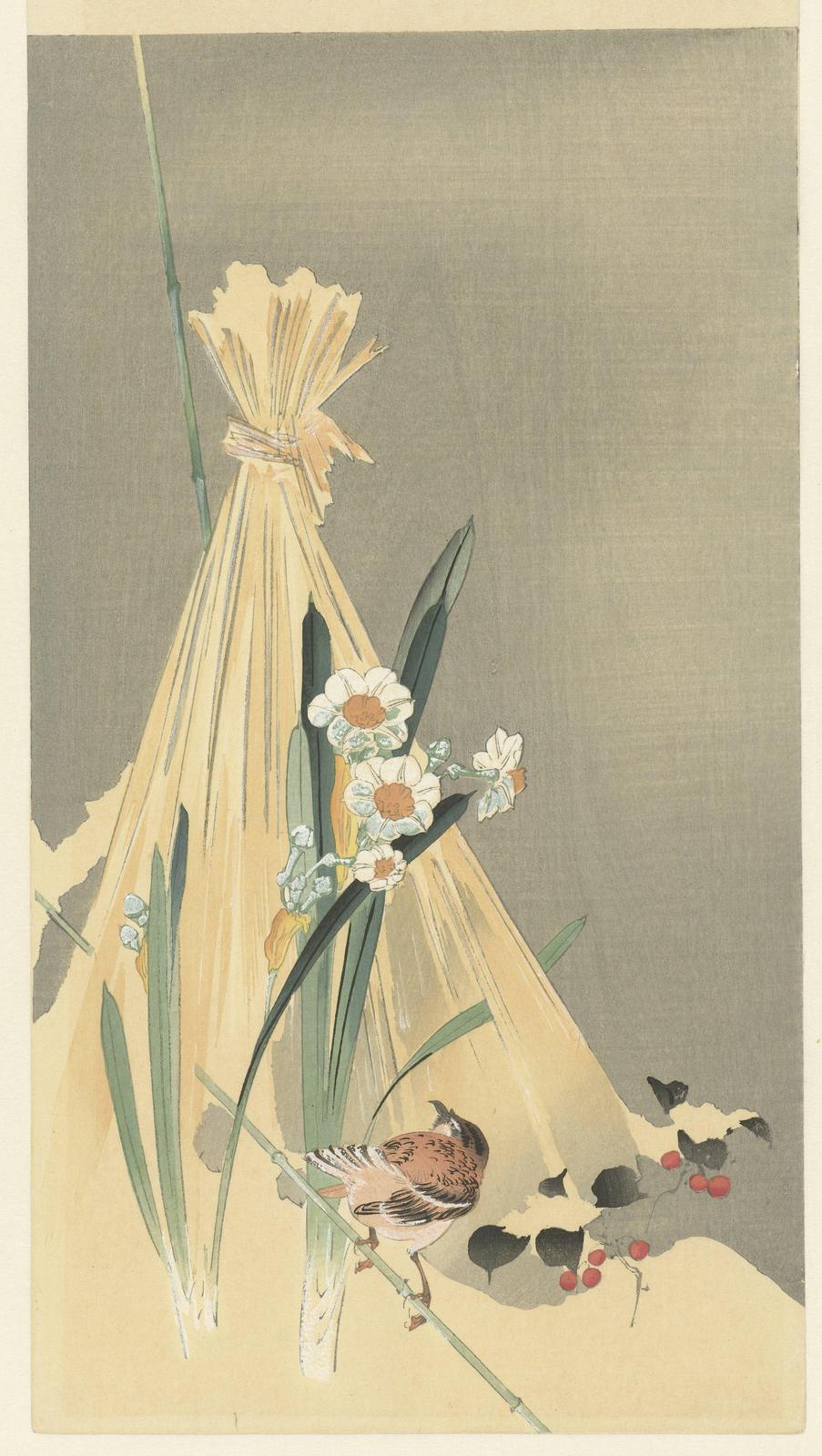 Serene Daffodils & Sparrow Wall Art