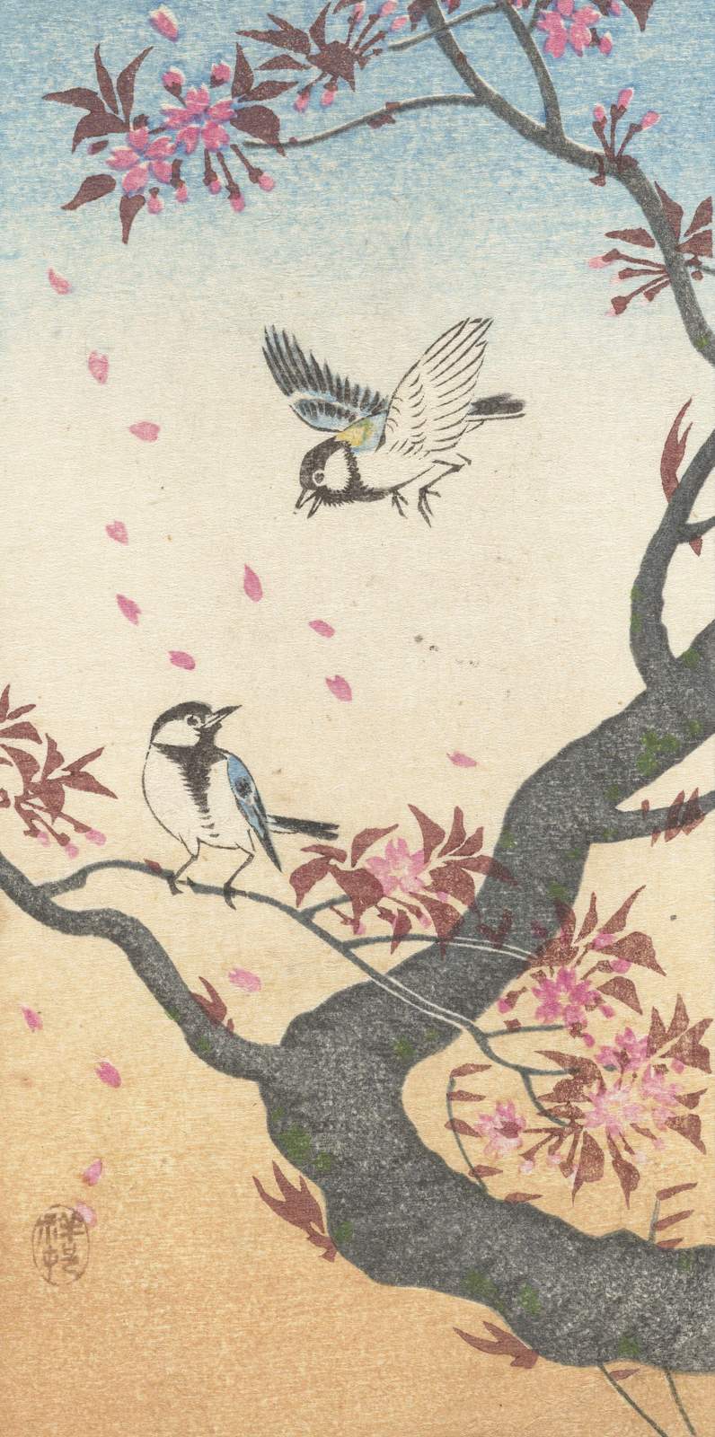 Serene Birds Cherry Blossom Wall Art