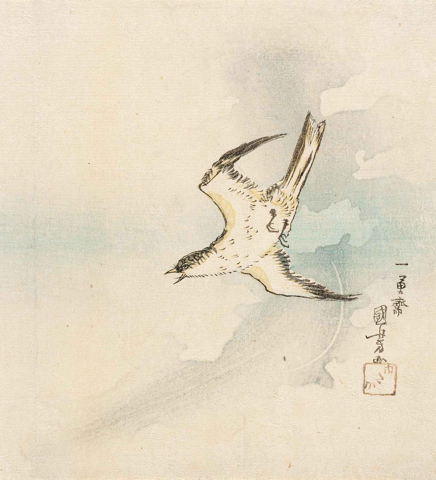 Elegant Bird in Flight Japanese Art Wall Art