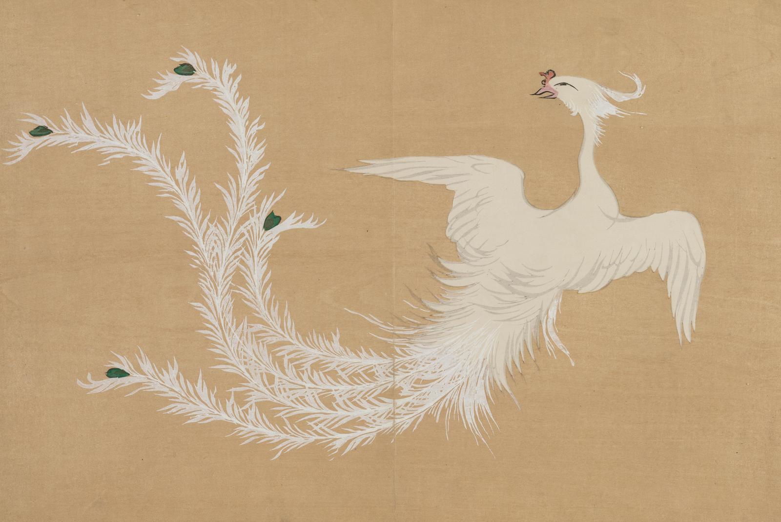 Elegant White Phoenix Bird Wall Art